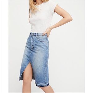 Free People Denim Midi Skirt